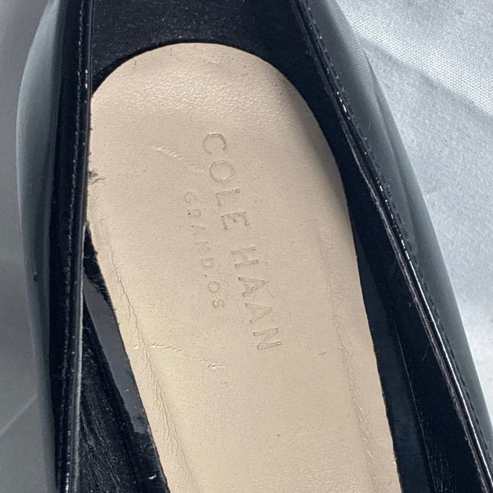 Cole Haan Grand.OS Black Patent Leather Wedge Pumps Shoes W00361‎ Womens 10B